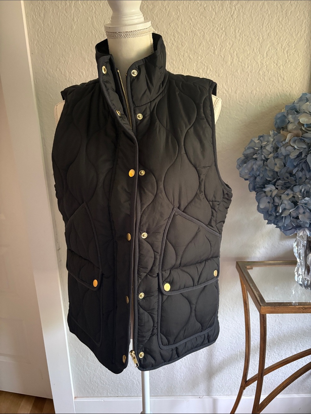 J. Crew Quilted Black Sleeveless Puffer Vest M
